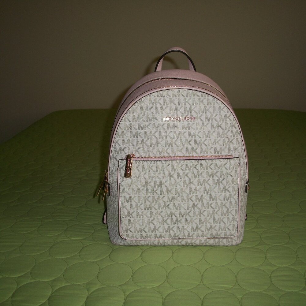 Michael Kors Adina Medium Logo Signature/Light Pink Trim Backpack
